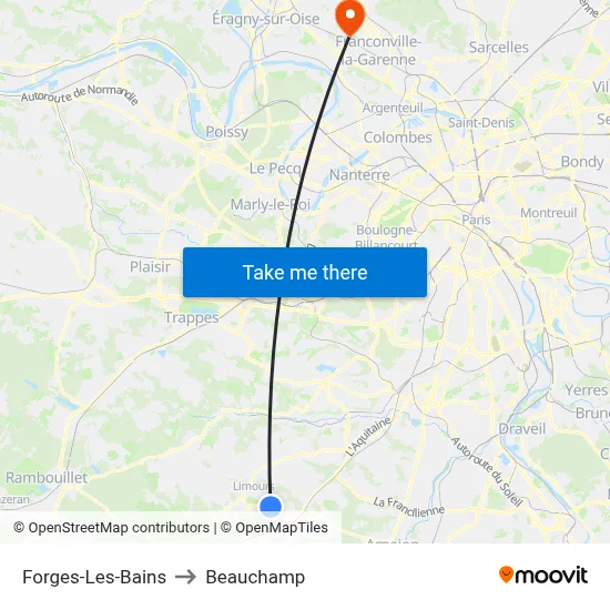 Forges-Les-Bains to Beauchamp map