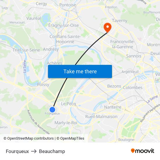 Fourqueux to Beauchamp map