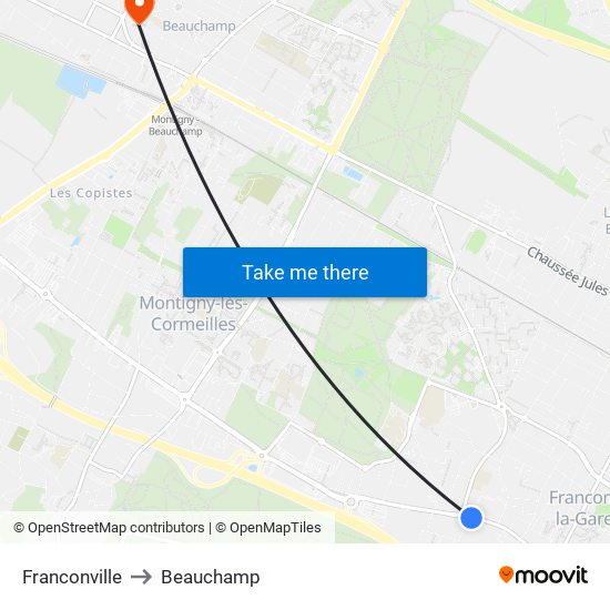 Franconville to Beauchamp map