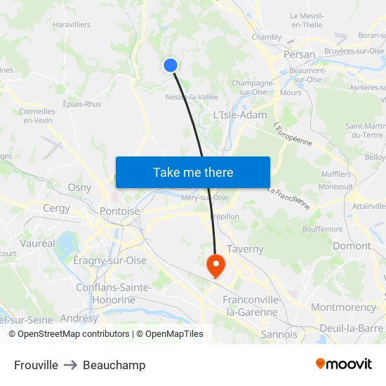 Frouville to Beauchamp map