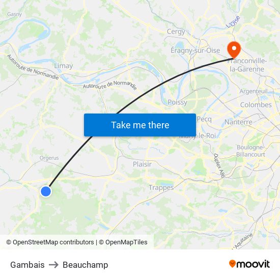Gambais to Beauchamp map