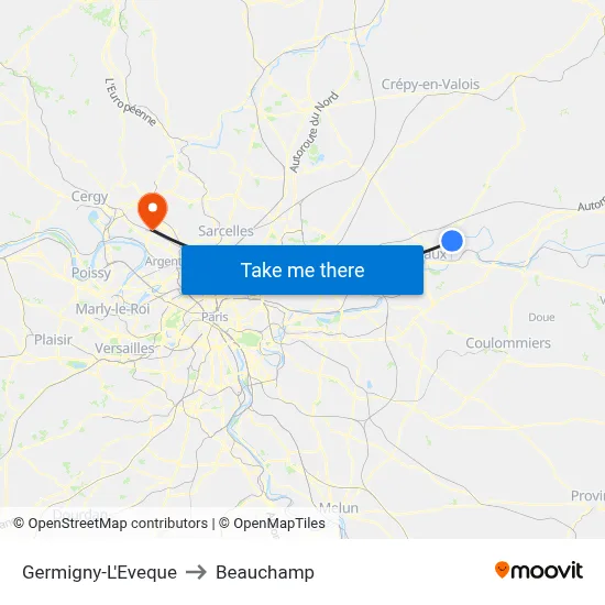 Germigny-L'Eveque to Beauchamp map