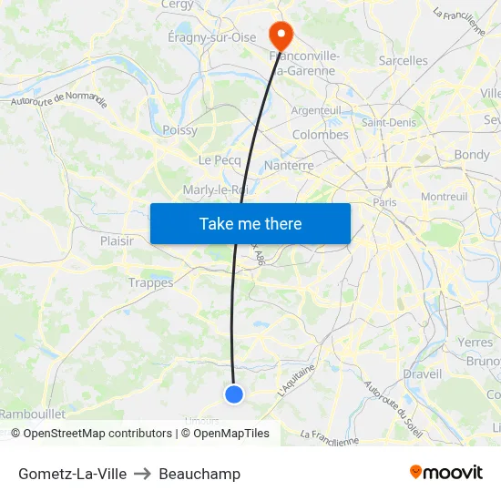 Gometz-La-Ville to Beauchamp map