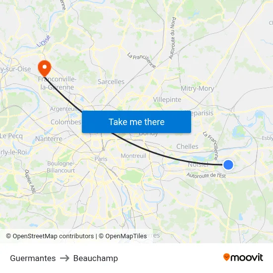 Guermantes to Beauchamp map
