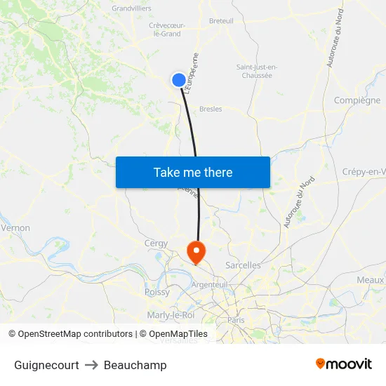 Guignecourt to Beauchamp map