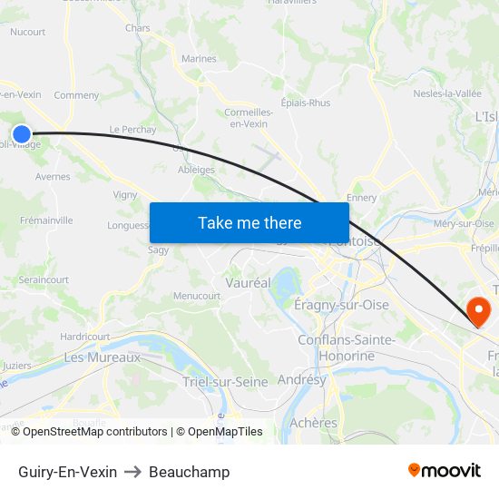 Guiry-En-Vexin to Beauchamp map