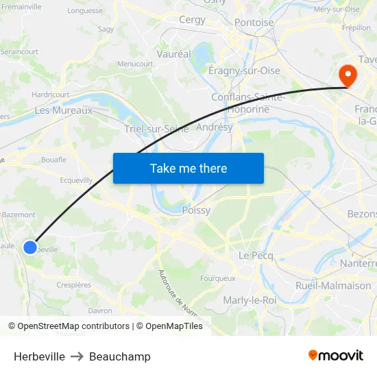 Herbeville to Beauchamp map
