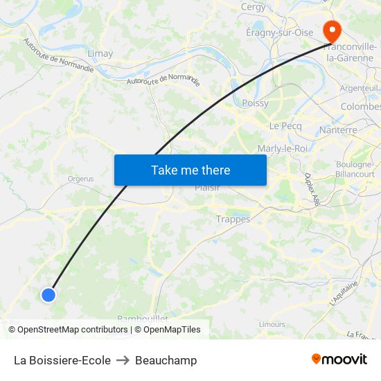 La Boissiere-Ecole to Beauchamp map