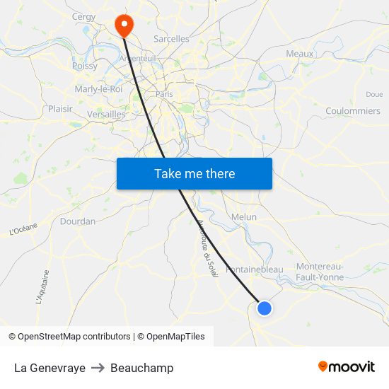 La Genevraye to Beauchamp map