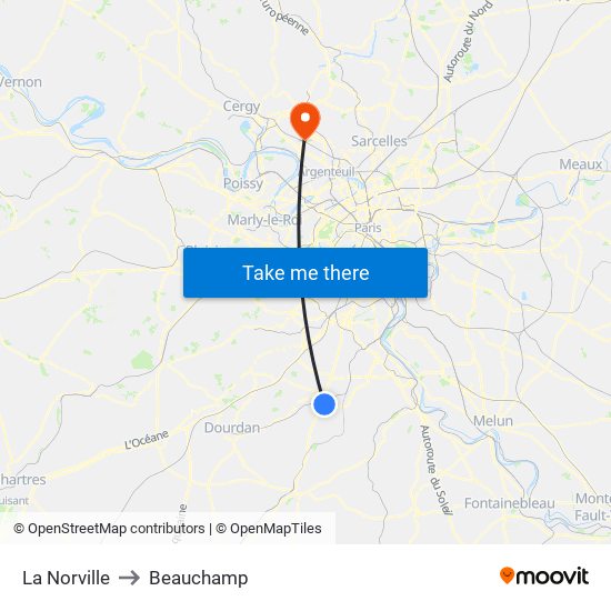 La Norville to Beauchamp map