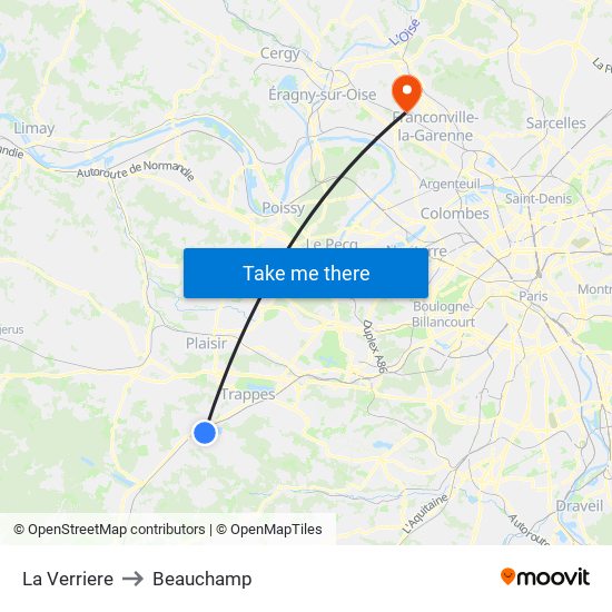 La Verriere to Beauchamp map