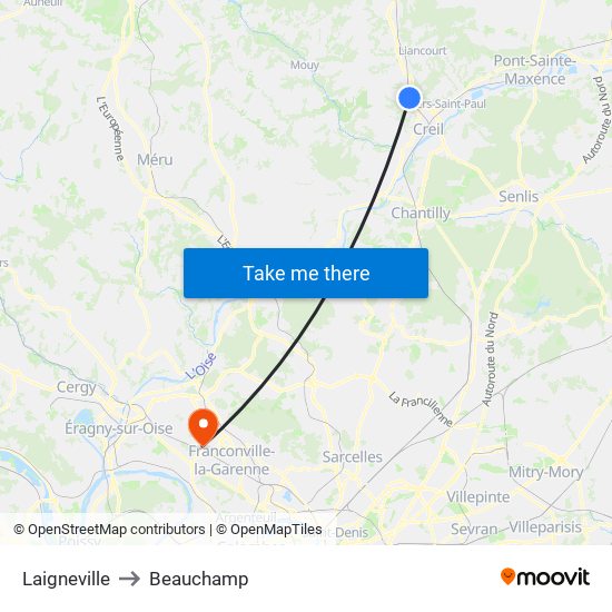 Laigneville to Beauchamp map