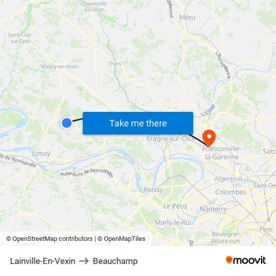 Lainville-En-Vexin to Beauchamp map