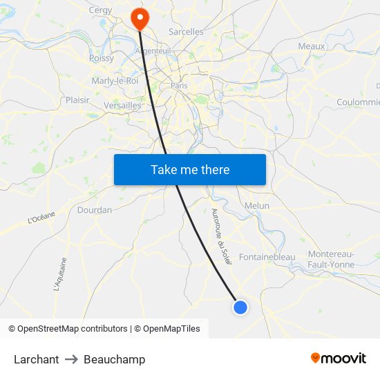 Larchant to Beauchamp map