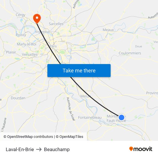 Laval-En-Brie to Beauchamp map