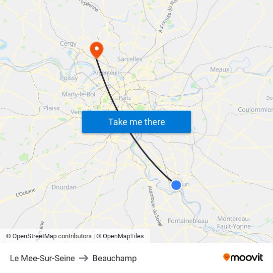 Le Mee-Sur-Seine to Beauchamp map