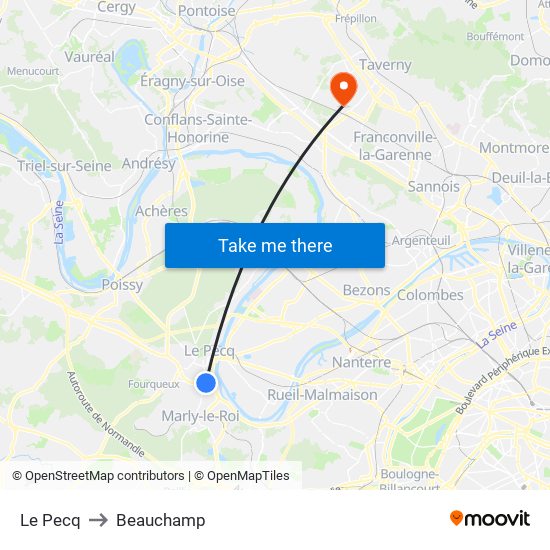 Le Pecq to Beauchamp map