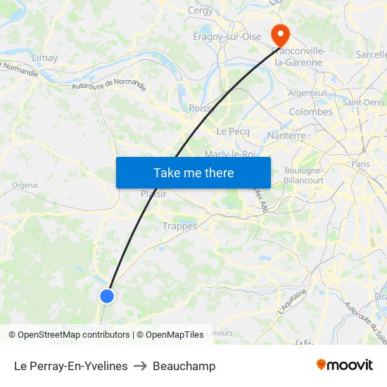 Le Perray-En-Yvelines to Beauchamp map