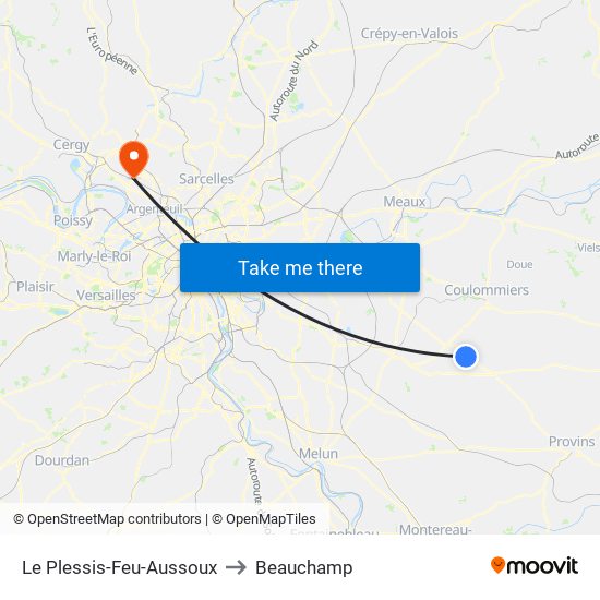 Le Plessis-Feu-Aussoux to Beauchamp map