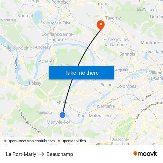 Le Port-Marly to Beauchamp map