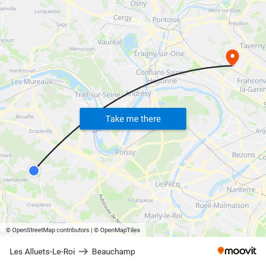 Les Alluets-Le-Roi to Beauchamp map