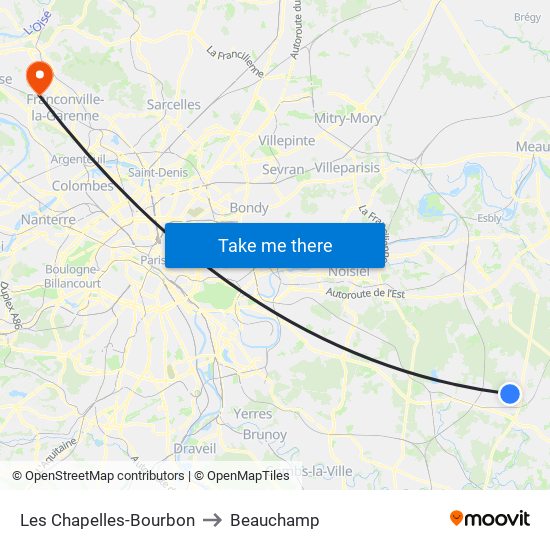 Les Chapelles-Bourbon to Beauchamp map