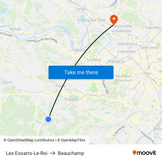 Les Essarts-Le-Roi to Beauchamp map
