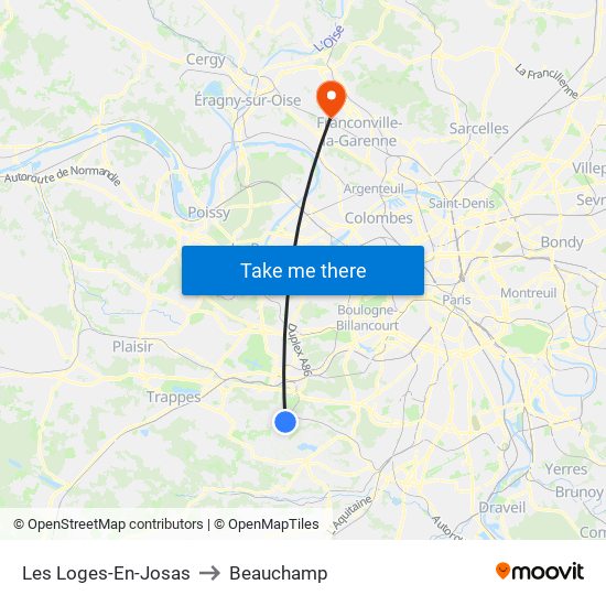 Les Loges-En-Josas to Beauchamp map