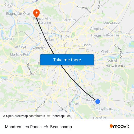 Mandres-Les-Roses to Beauchamp map