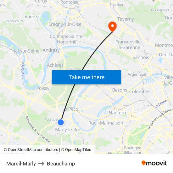 Mareil-Marly to Beauchamp map