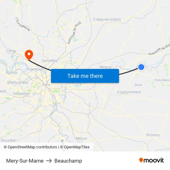 Mery-Sur-Marne to Beauchamp map