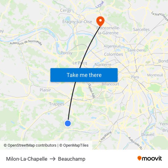 Milon-La-Chapelle to Beauchamp map