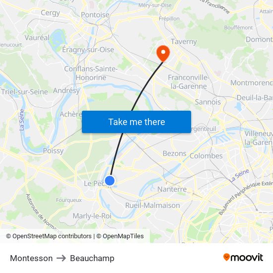 Montesson to Beauchamp map