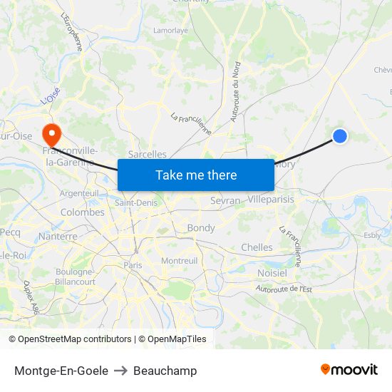 Montge-En-Goele to Beauchamp map