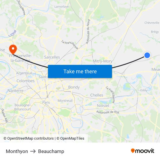 Monthyon to Beauchamp map