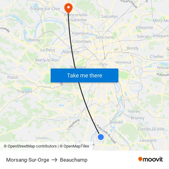 Morsang-Sur-Orge to Beauchamp map