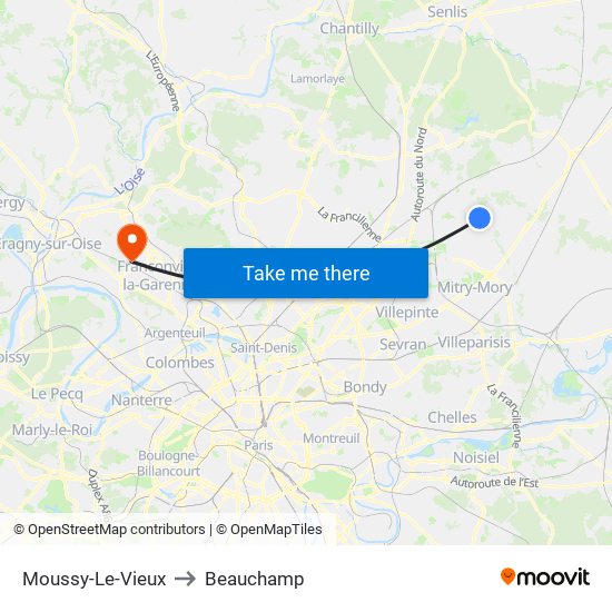 Moussy-Le-Vieux to Beauchamp map