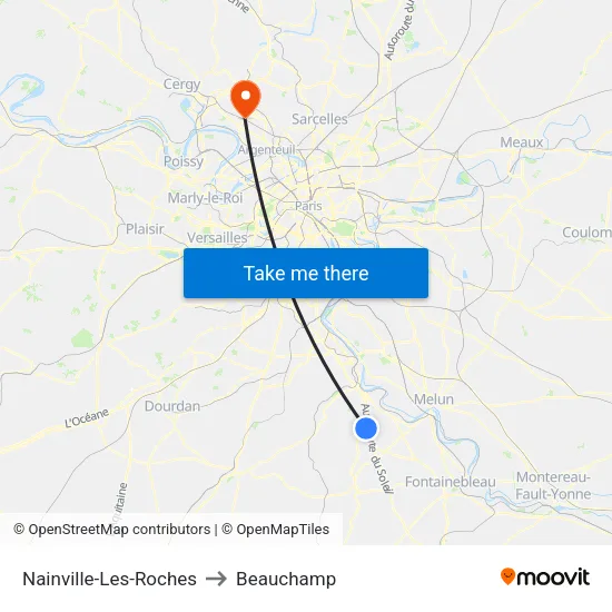 Nainville-Les-Roches to Beauchamp map