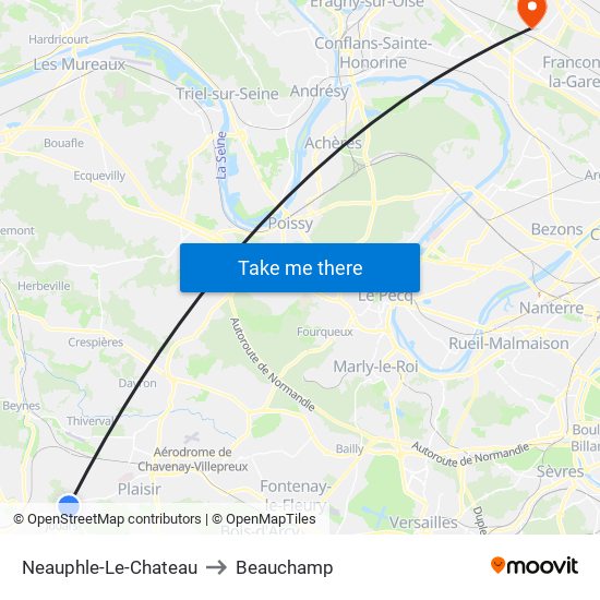 Neauphle-Le-Chateau to Beauchamp map