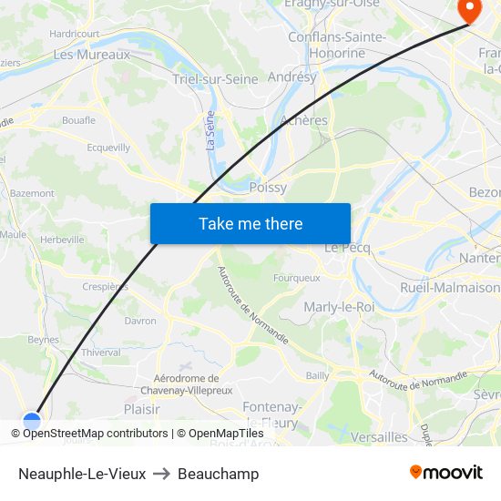 Neauphle-Le-Vieux to Beauchamp map