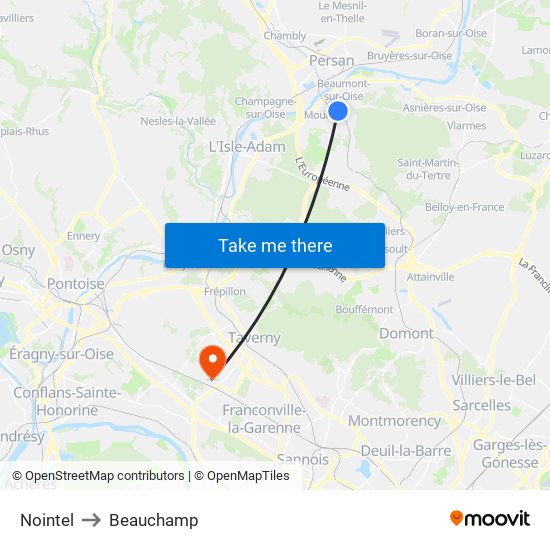 Nointel to Beauchamp map