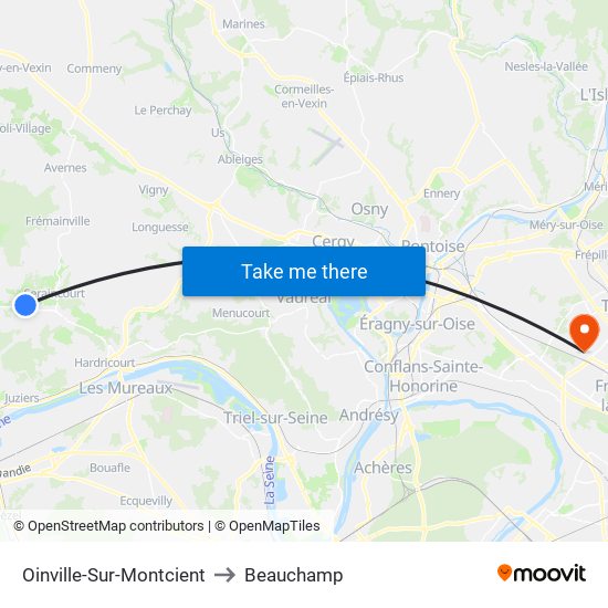 Oinville-Sur-Montcient to Beauchamp map