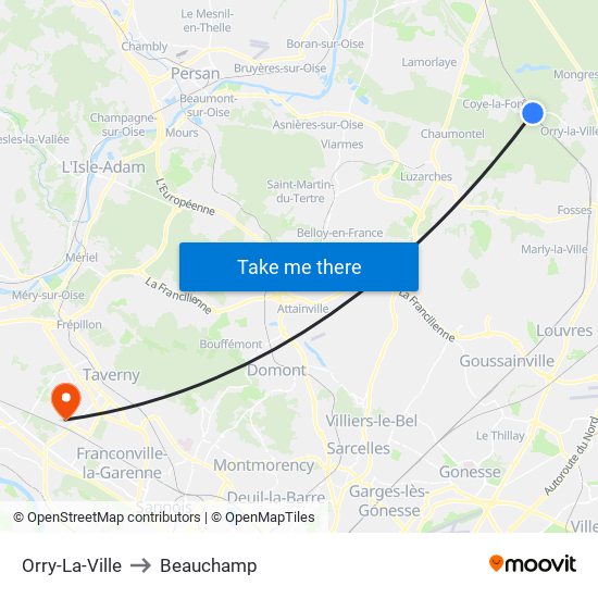 Orry-La-Ville to Beauchamp map