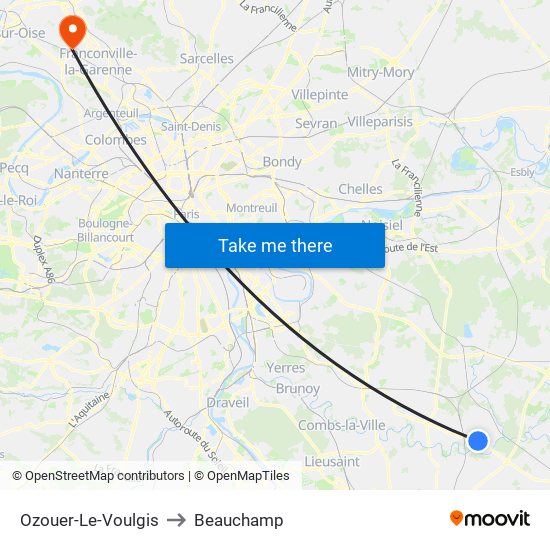 Ozouer-Le-Voulgis to Beauchamp map