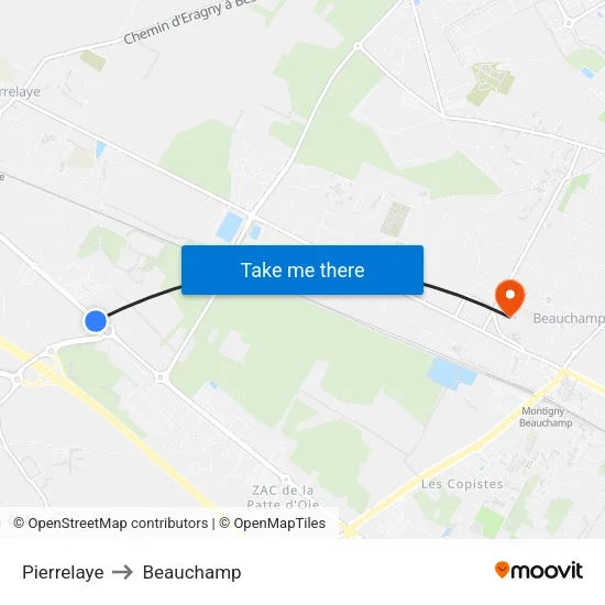 Pierrelaye to Beauchamp map