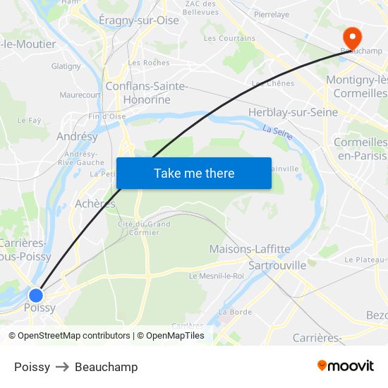 Poissy to Beauchamp map