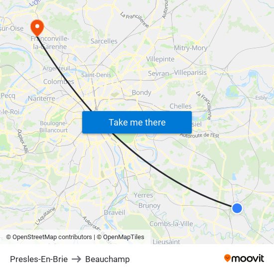 Presles-En-Brie to Beauchamp map