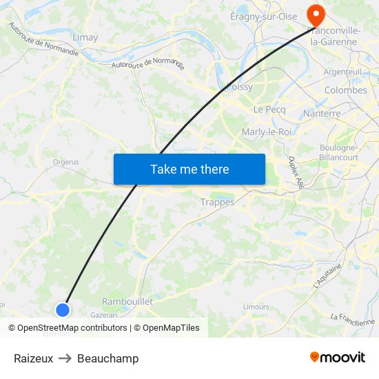 Raizeux to Beauchamp map