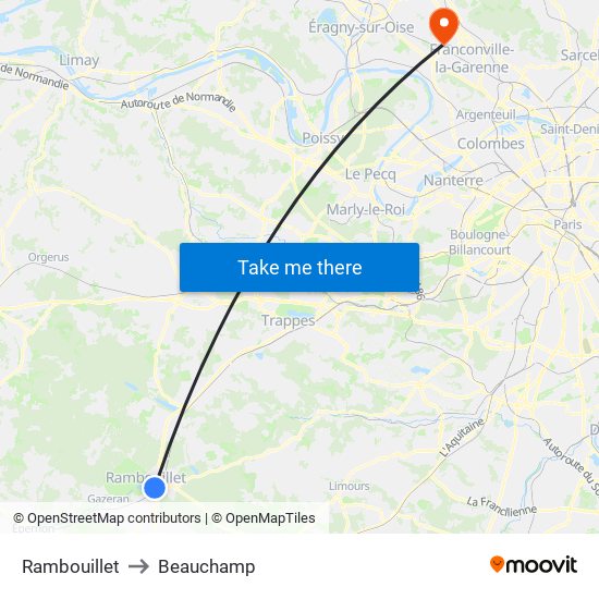 Rambouillet to Beauchamp map