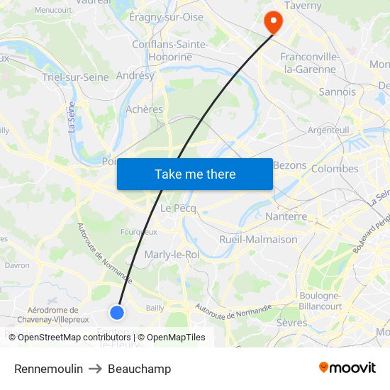 Rennemoulin to Beauchamp map